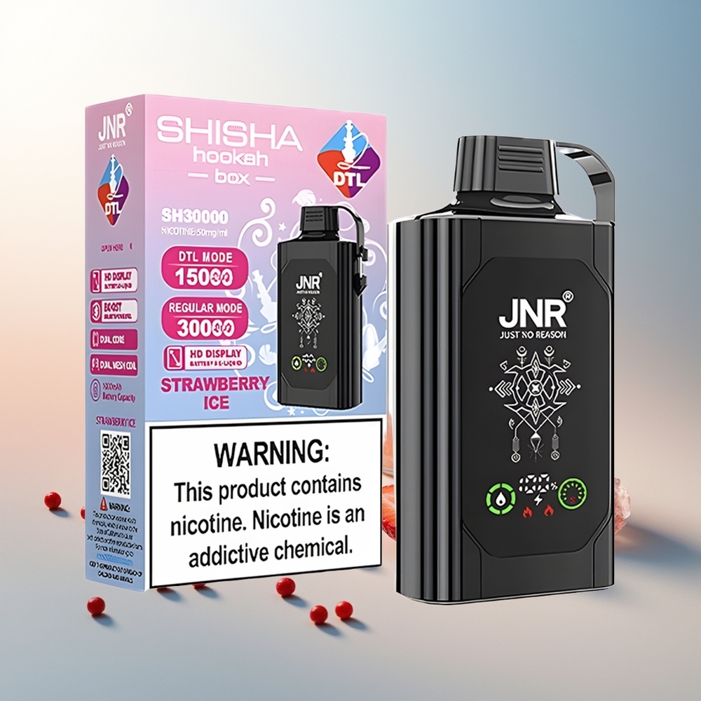 JNR Shisha Hookah Box 20500 Puff HD Ekran 1000mAh 25ml Çift Mesh Çift Çekirdek Type-C Hızlı Şarj 0%2%5% Çilek Buz