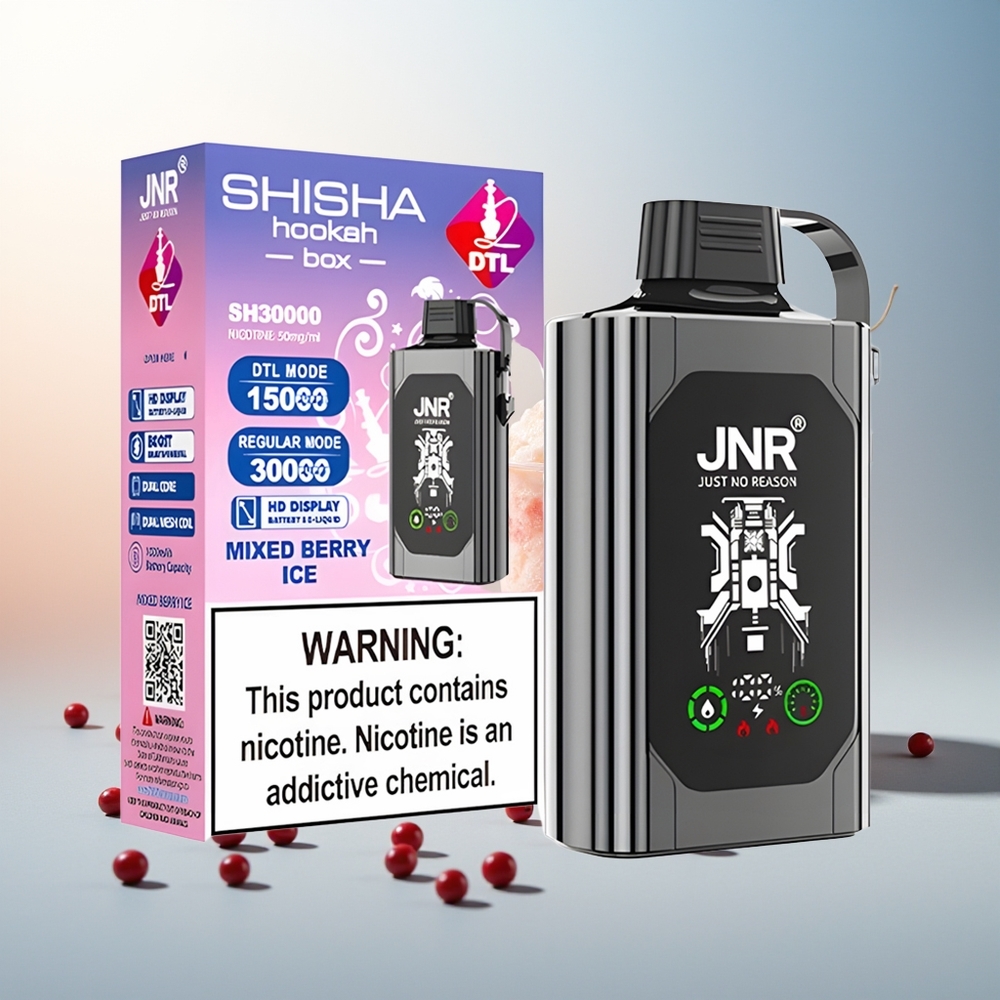 JNR Shisha Hookah Box 20500 Puff HD Ekran 1000mAh 25ml Çift Mesh Çift Çekirdek Type-C Hızlı Şarj Karma Meyve Buz