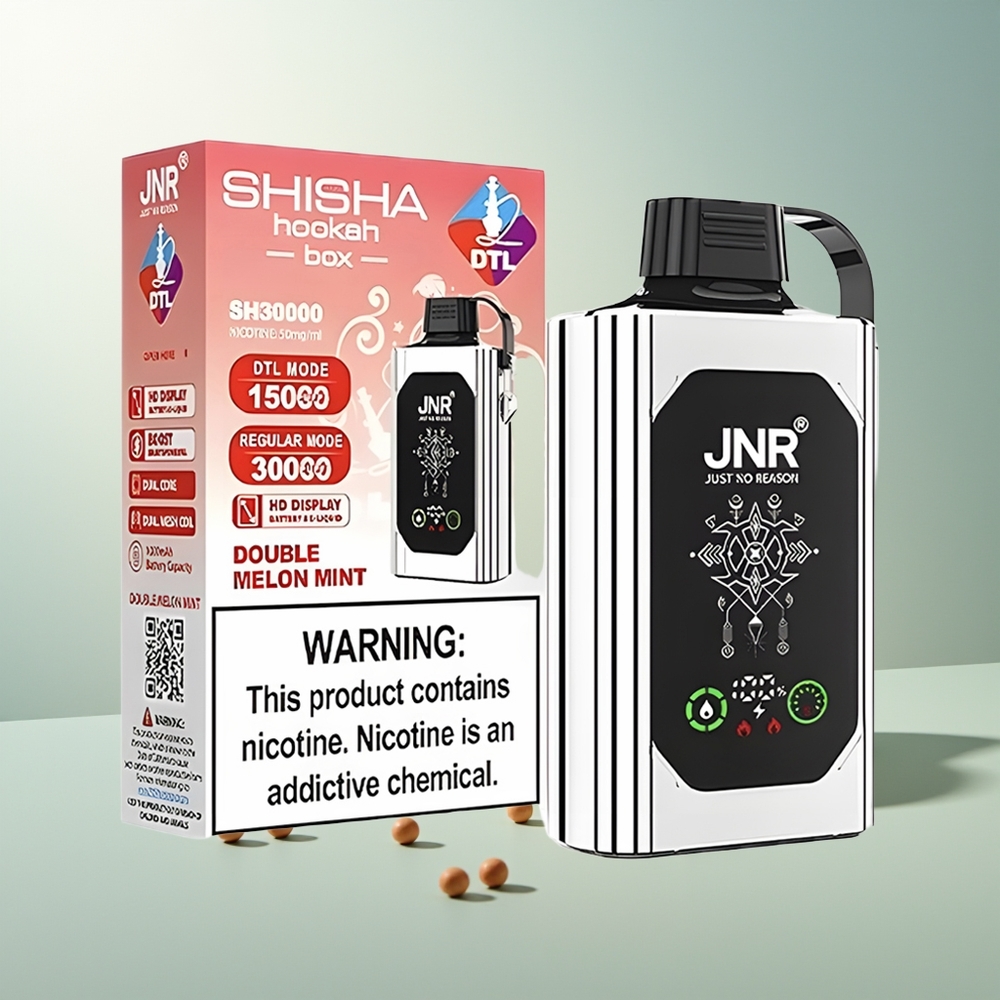 JNR Shisha Hookah Box 20500 Puff HD Ekran 1000mAh Çift Mesh Bobinli Çift Kavun Nane