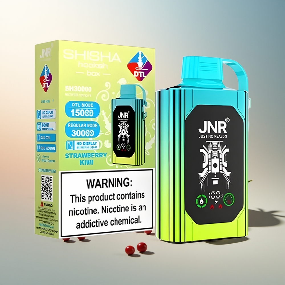 JNR Shisha Hookah Box 20500 Puff HD Ekran 1000mAh Çift Mesh Çift Çekirdek Type-C Şarj Çileki Kivi