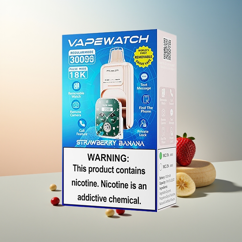 JNR VapeWatch 30000 Püf Çift Mesh Şarj 1000mAh Çilek Muz