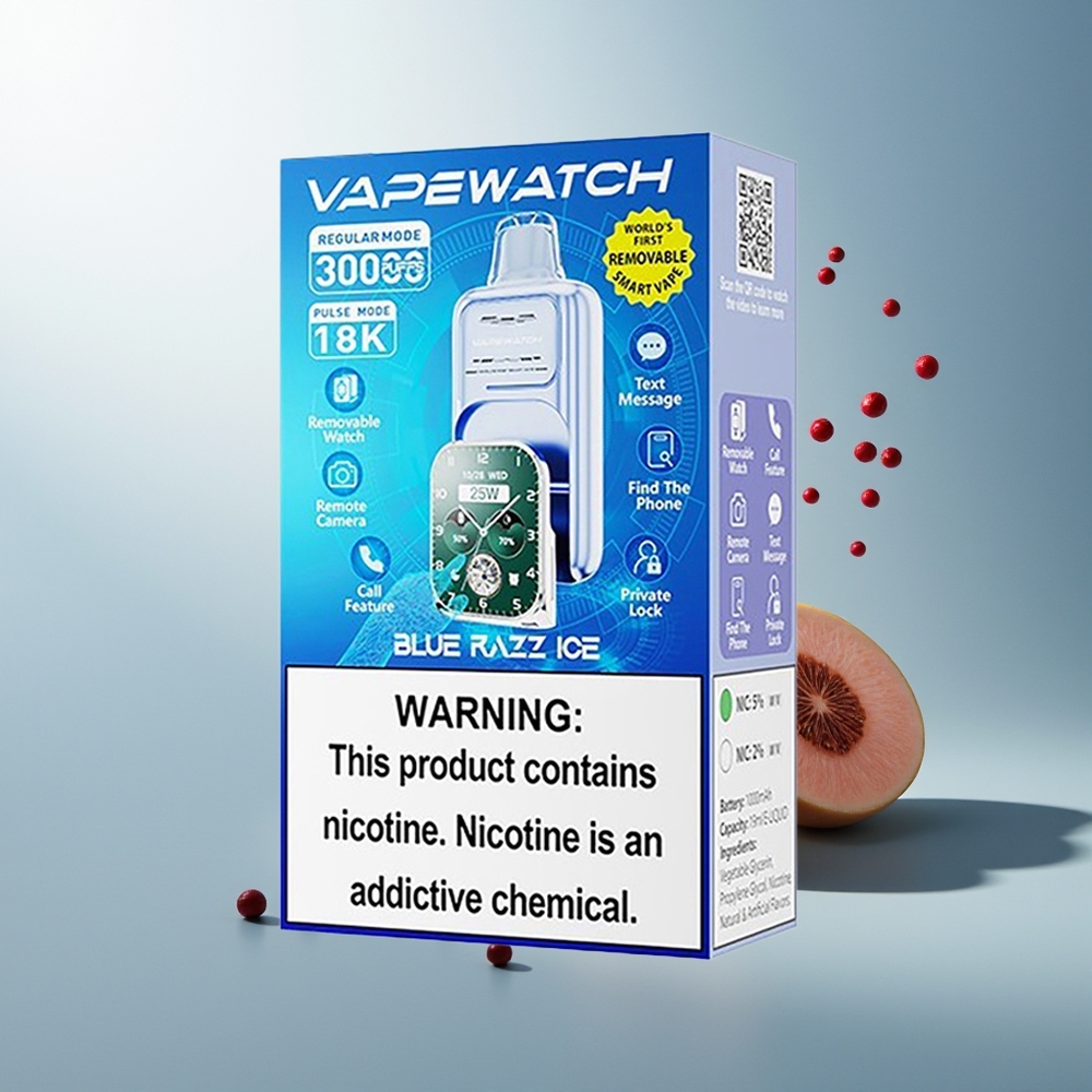 JNR VapeWatch 30000 Püf Çift Mesh Şarj 19mL 5% Mavi Ahududu Buz