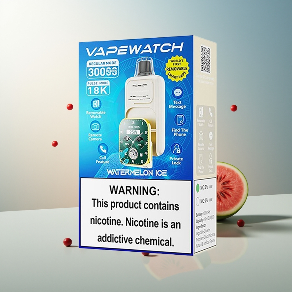 JNR VapeWatch 30000 Puff Dual Mesh Coil Tip-C Hızlı Şarj 1000mAh 19mL 5% Nikotin Karpuz Buz