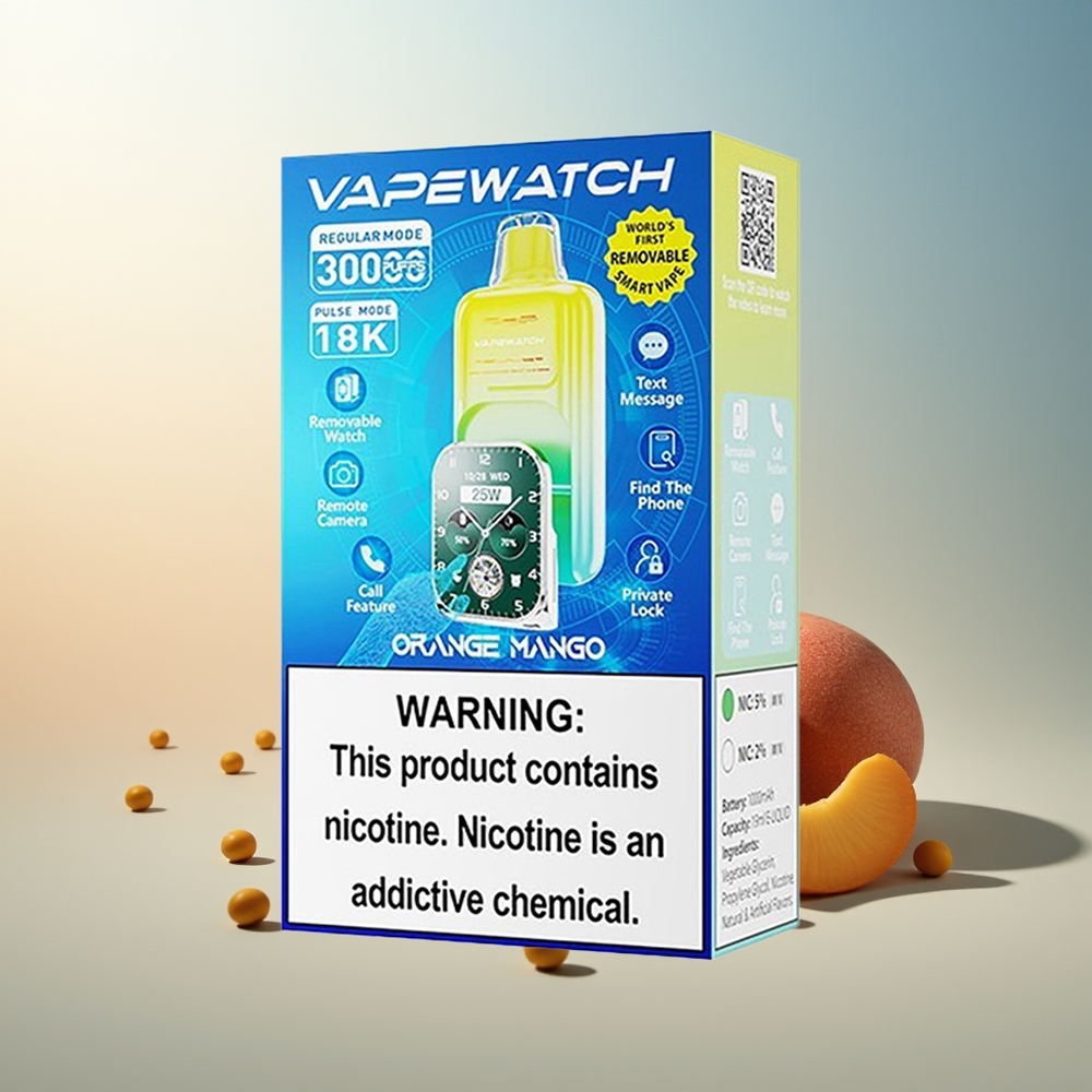 JNR VapeWatch 30000 Puff Çift Mesh Coil Tip-C Hızlı Şarj Portakal Mango