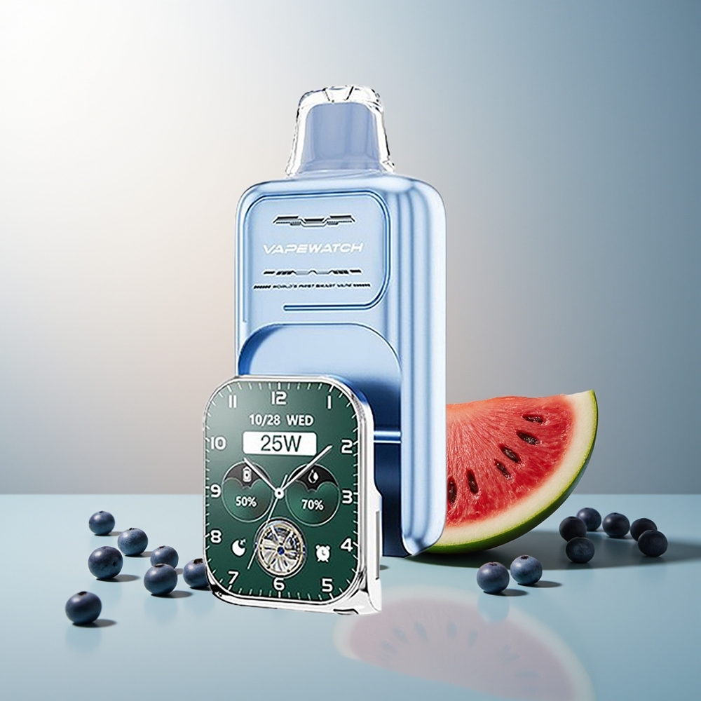 JNR VapeWatch 30.000 Puff Çift Ağlı Bakır ve Hızlı Şarj 19mL 5% Nikotin Yaban Mersini Karpuz