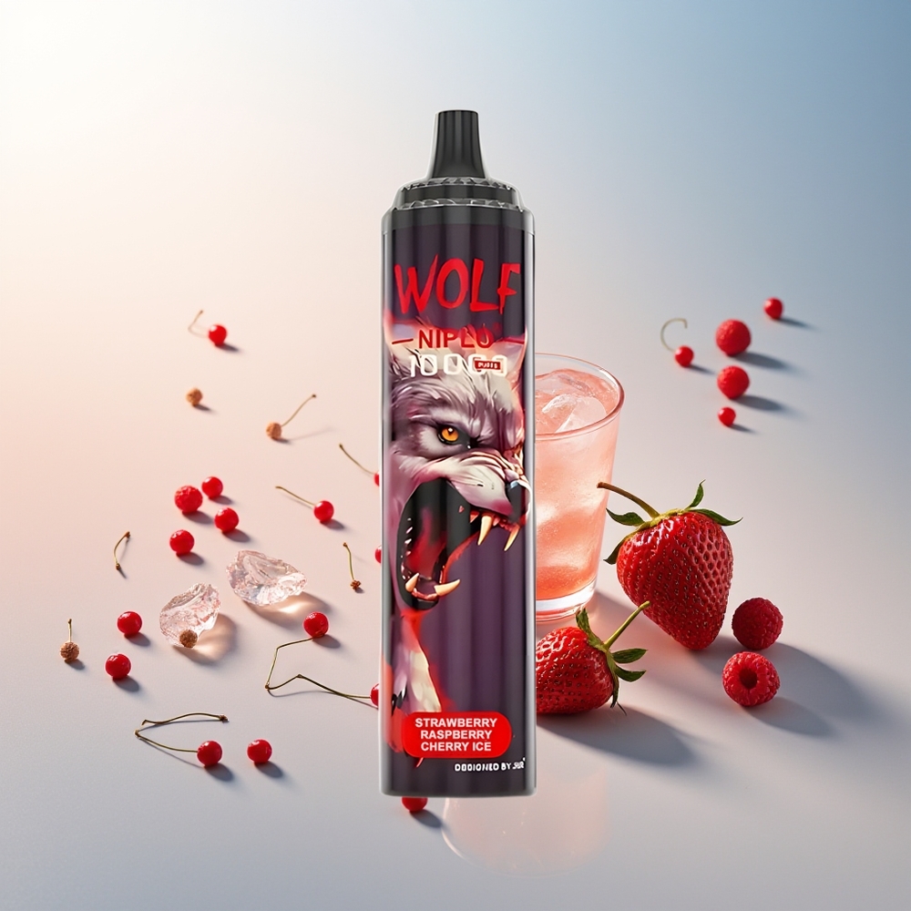 JNR Wolf Niplo 10000 Puff 1.0 Ohm Mesh 650mAh 20ml Type-C Çilek Ahududu Kiraz Buz
