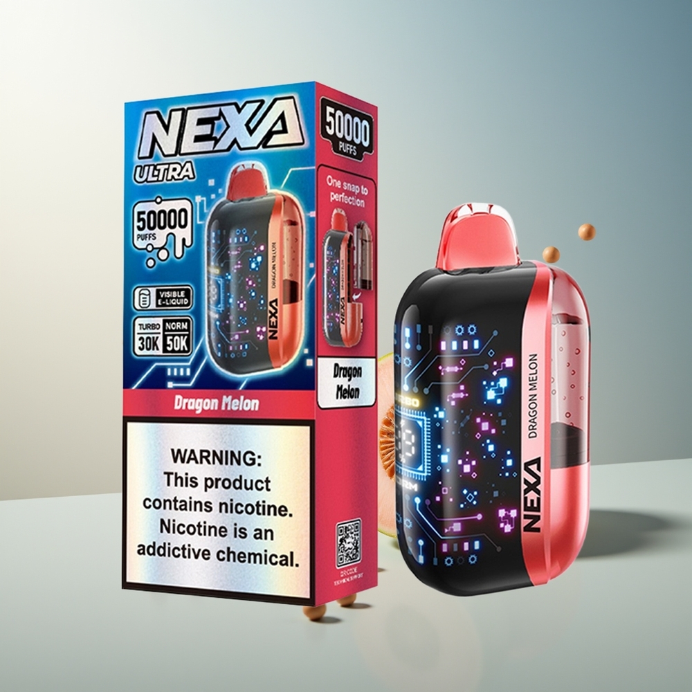NEXA Ultra 50000 Puff 20ml 800mAh 5% Nikotin 0.9ohm Çift Mesh Ekran Dragon Kavun