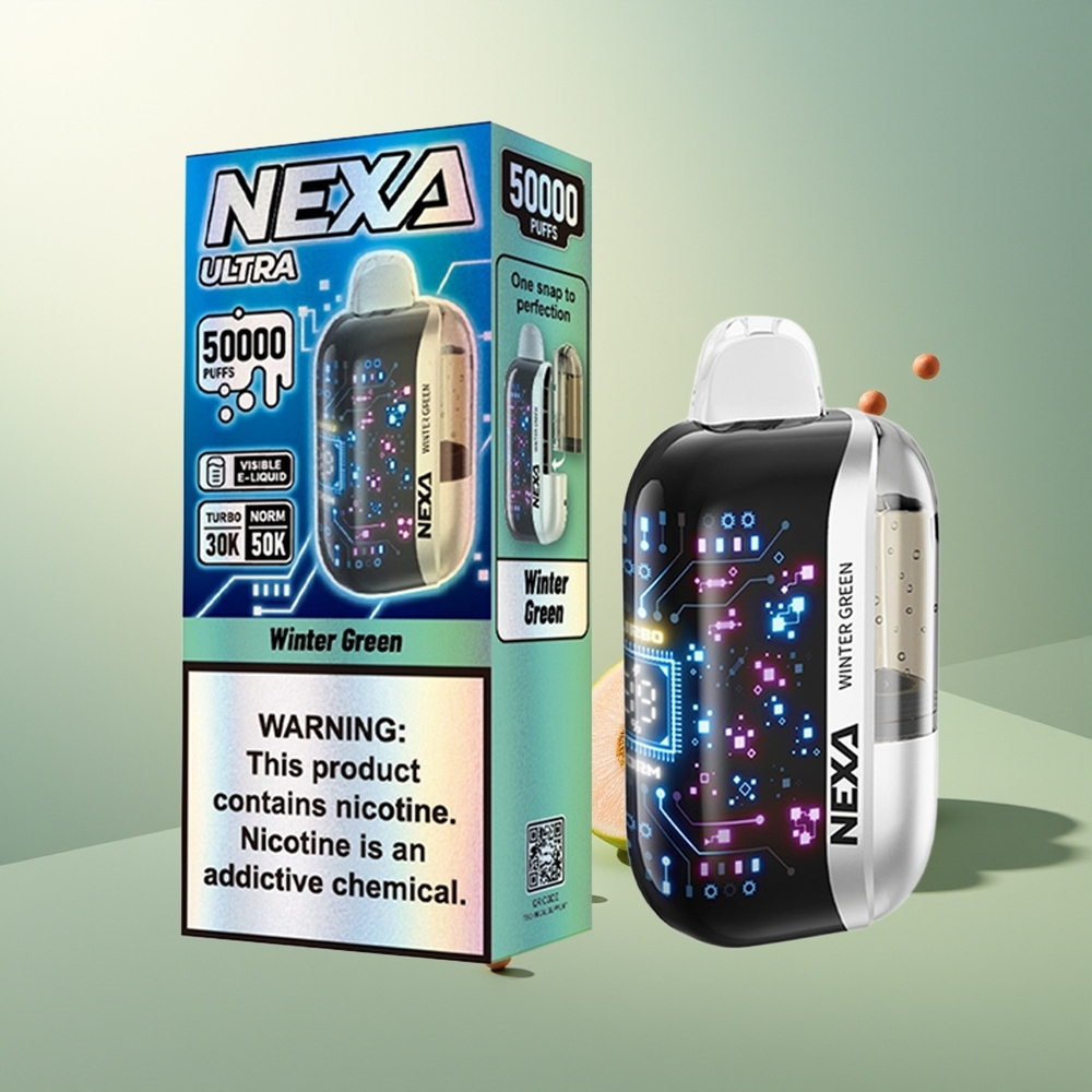 NEXA Ultra 50000 Puff 20ml 800mah 5% Nikotin 0.9ohm Dual Mesh Ekran Kış Yeşili