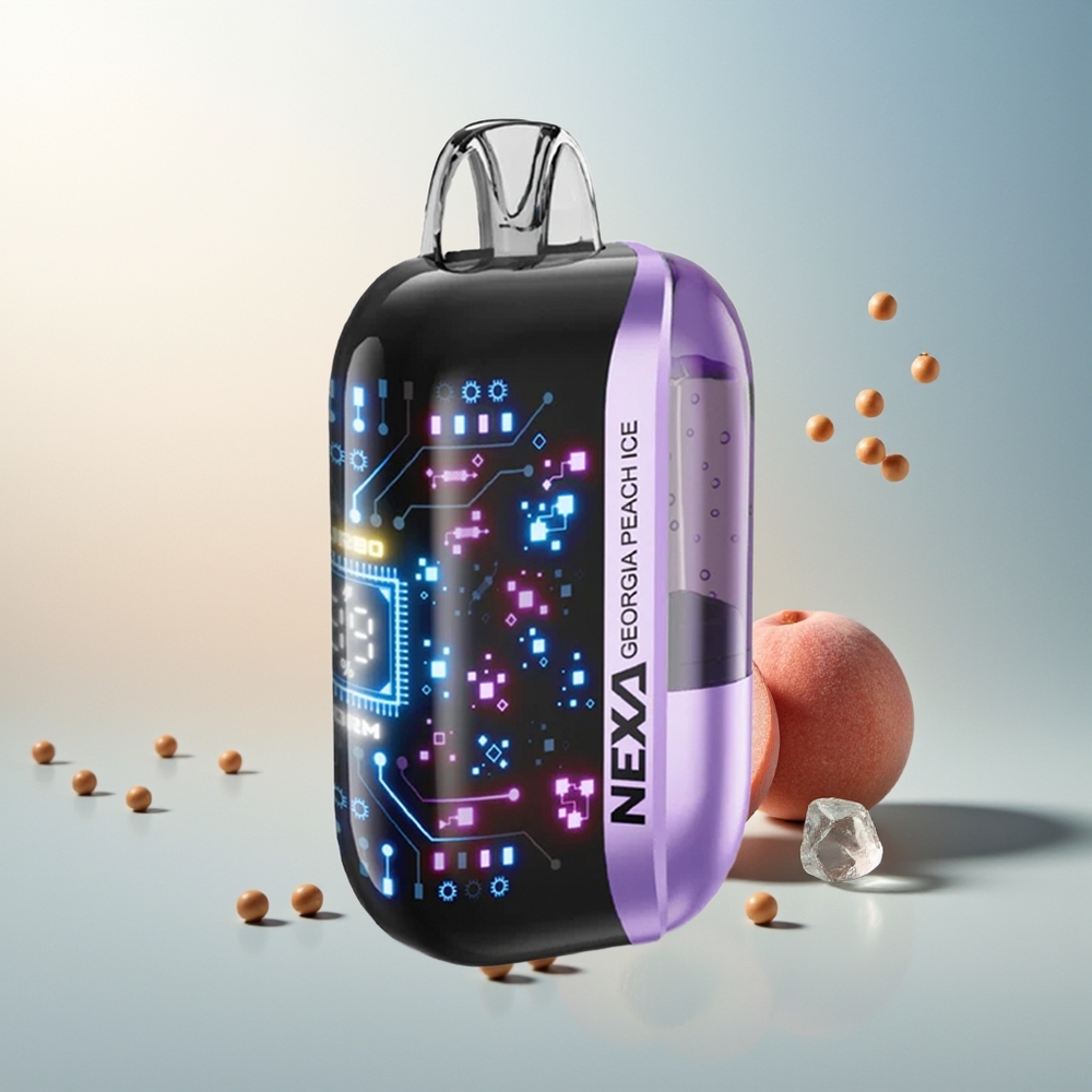 NEXA Ultra 50000 Puff 20ml 800mah 5% Nikotin 0.9ohm Çift Mesh Ekran Türü-C Şarj Gürcü Şeftali Buz