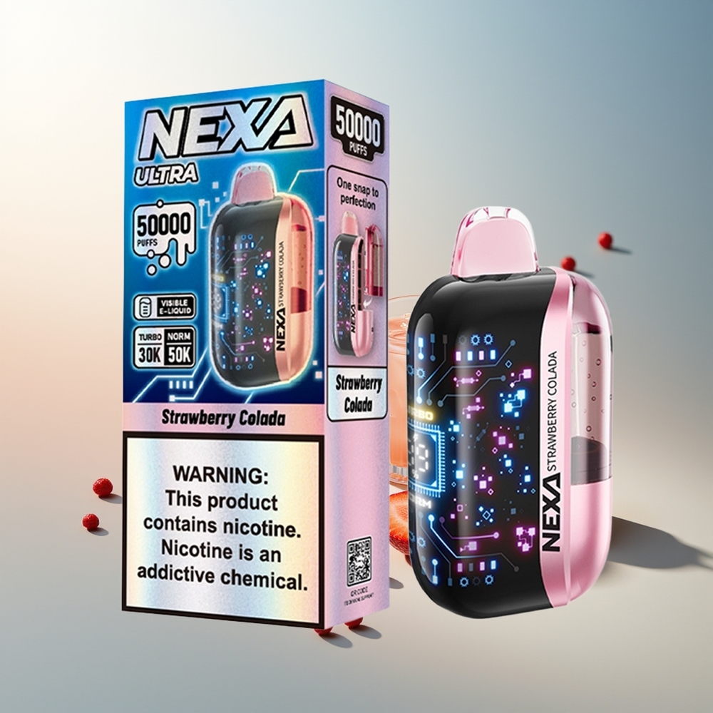 NEXA Ultra 50000 Puff 20ml 800mah 5% Nikotin 0.9ohm Çift Mesh Ekran Çileki Kolada