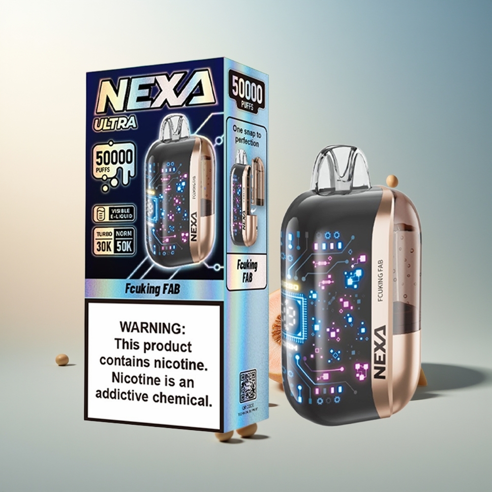 NEXA Ultra 50000 Puff 20ml 800mah 5% Nikotin 0.9ohm Çift Mesh Ekranlı Type-C Şarj Fcuking Fab