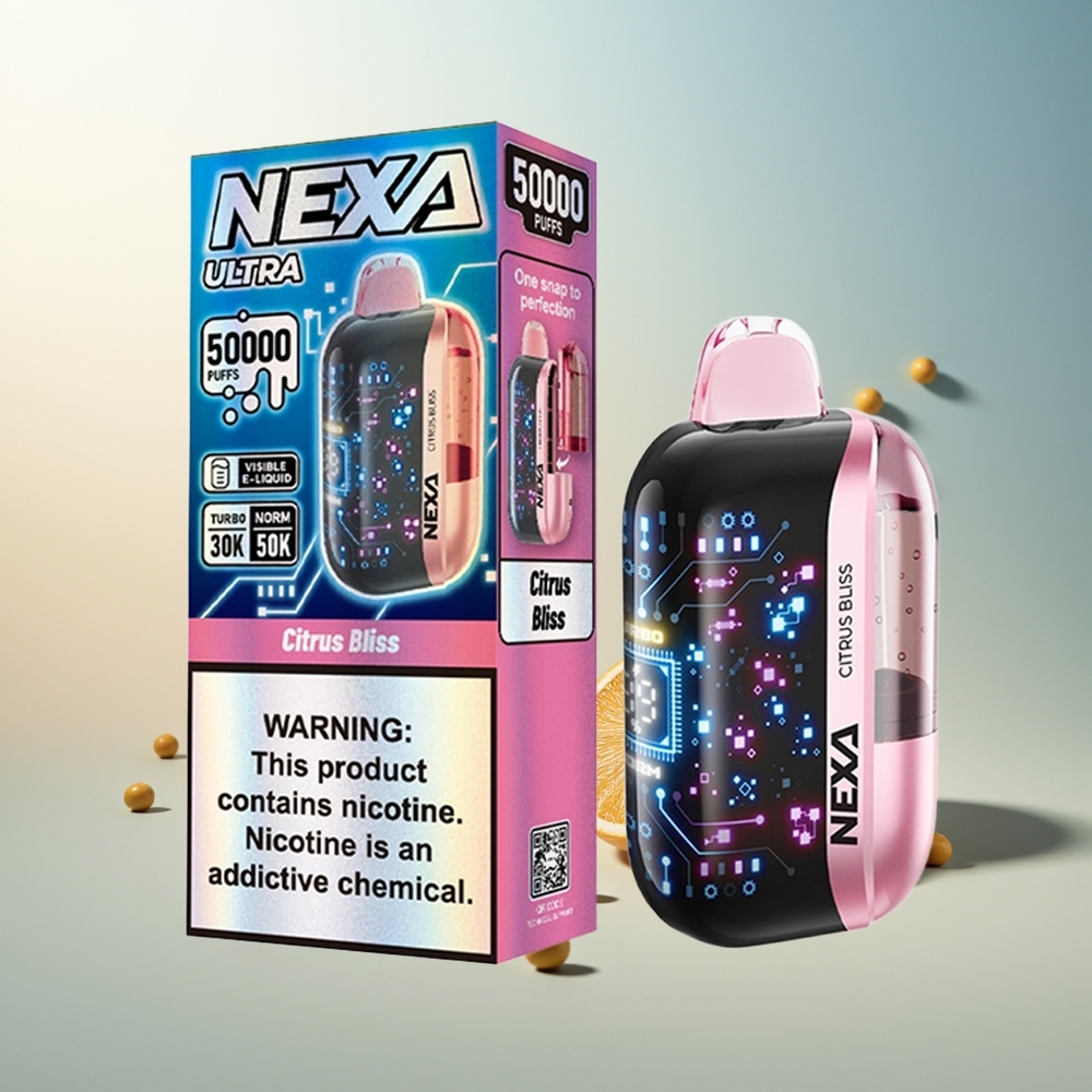NEXA Ultra 50000 Puff 20ml 800mah 5% Nikotin 0.9ohm Çift Mesh Ekranlı Type-C Şarj Turunç Keyfi