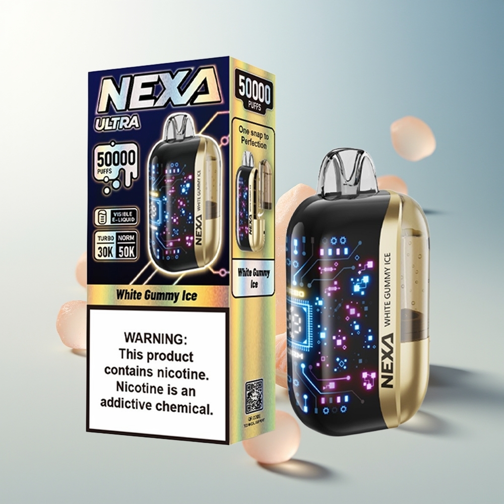 NEXA Ultra 50000 Puff 20ml 800mah 5% Nikotin Tip-C Şarj Beyaz Sakızlı Buz