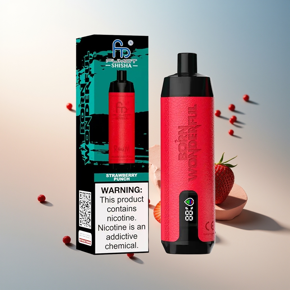RandM Fumot Shisha 10000 Puff LED Gösterge 18ml 850mAh Type-C Çilekli Punch