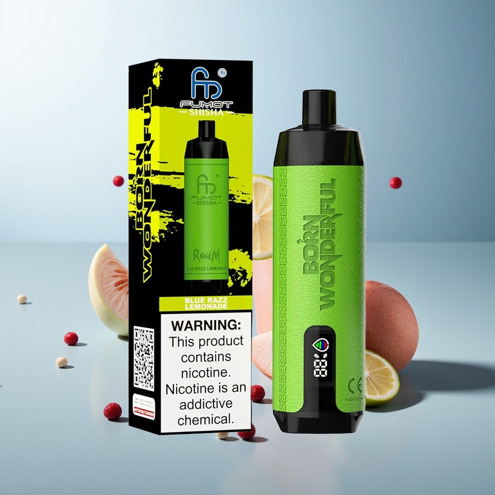 RandM Fumot Shisha 10000 Puff LED Gösterge 850 mAh Pil Mavi Ahududu Limonata