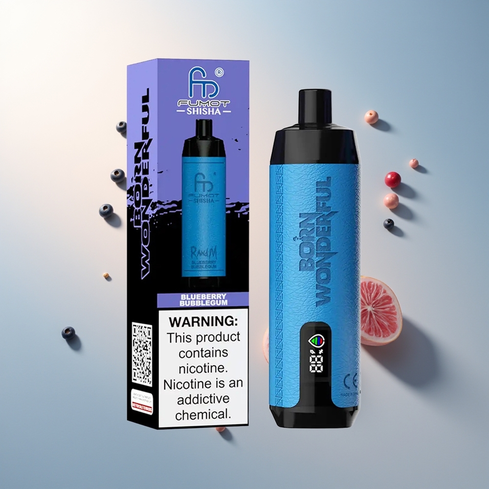 RandM Fumot Shisha 10000 Puff LED Gösterge 850 mAh Pil Mavi Ahududu Sakız