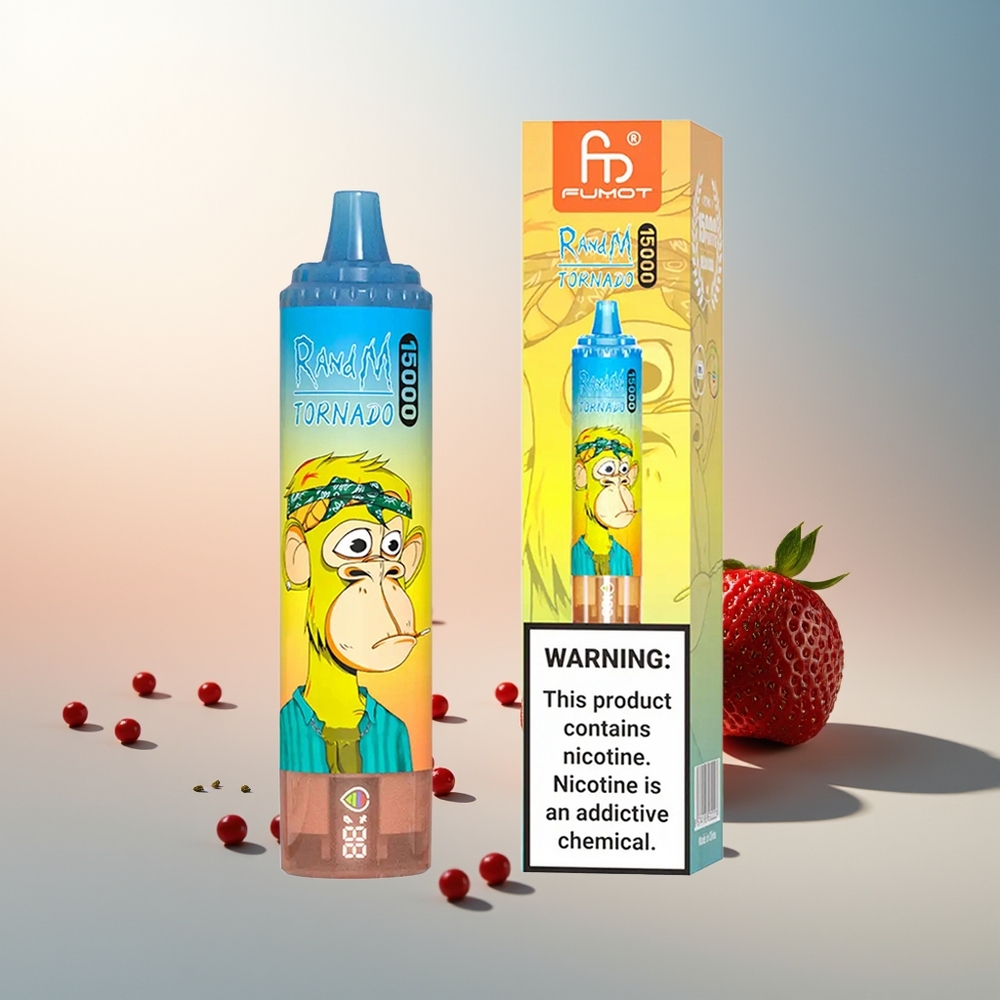 RandM Fumot Tornado 15000 Püf 25ml 850mAh LCD Tip Coil Çilek