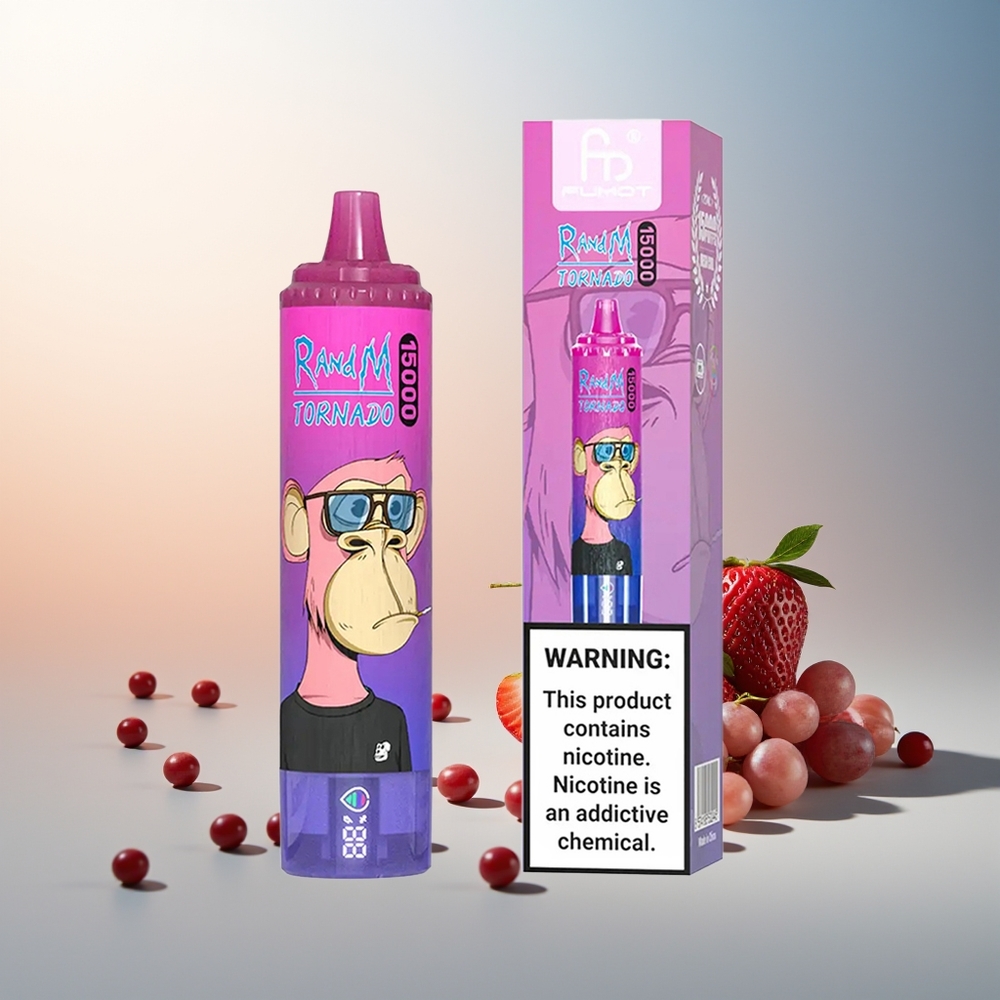 RandM Fumot Tornado 15000 Püf 25ml 850mAh LCD Çilek Üzüm