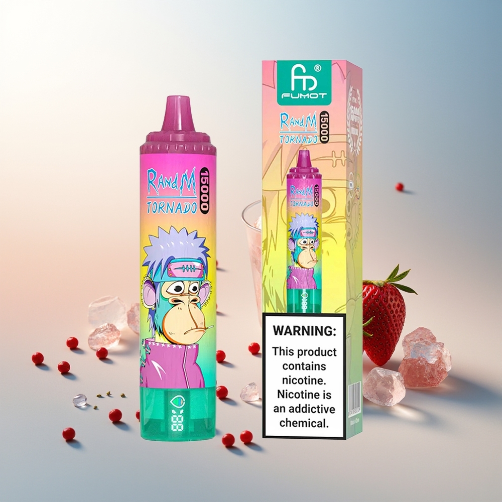 RandM Fumot Tornado 15000 Puff 25ml 850mAh LCD Çilek Buz