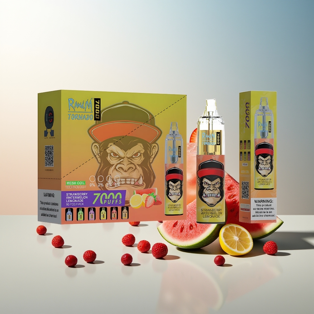 RandM Fumot Tornado 7000 Puf 14ML RGB Içecek Ayarlanabilir Hava Çilek Karpuz Limonata