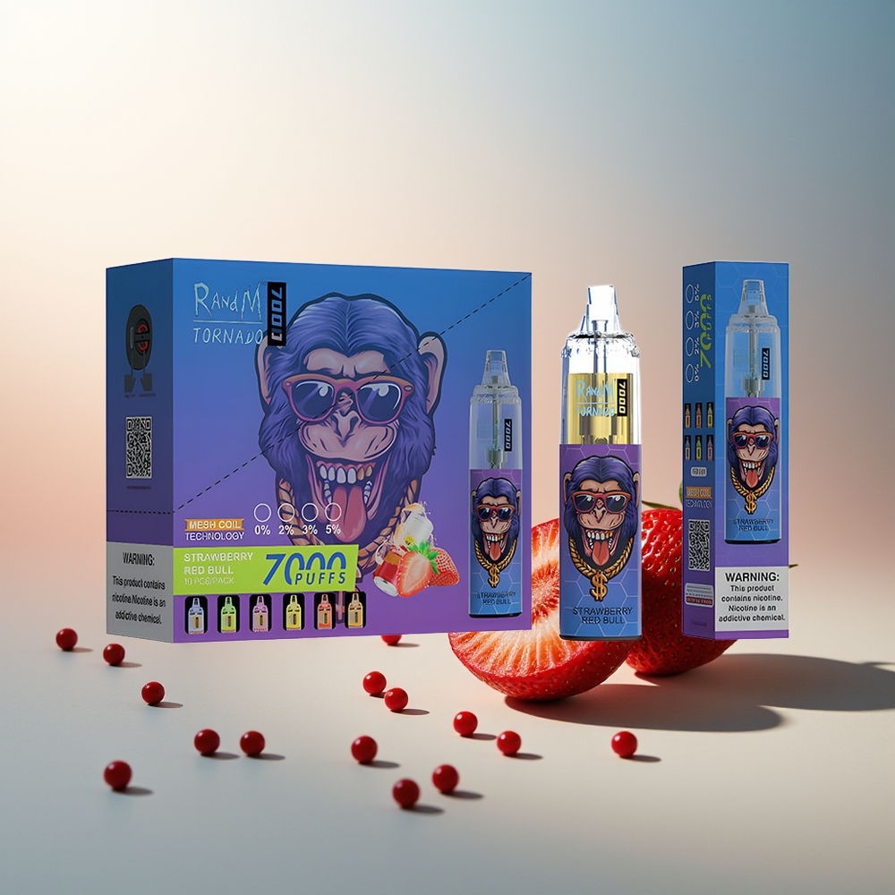 RandM Fumot Tornado 7000 Puf 14 ML Tip RGB Işık Çilekli Red Bull