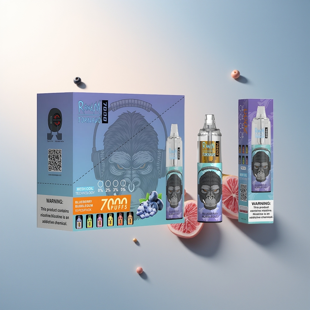 RandM Fumot Tornado 7000 Puff 14ML Mesh Coil Type-C RGB Hava Ayarlı Yaban Mersini Sakızı