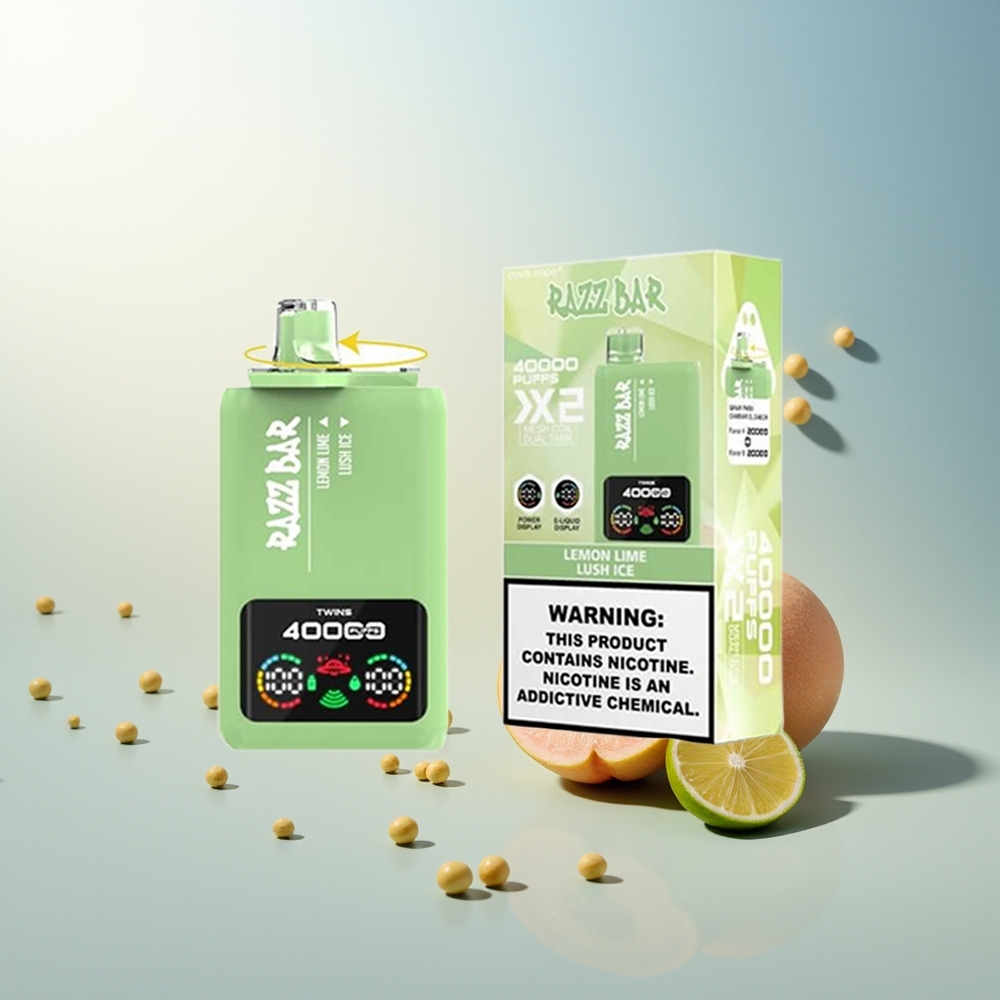 Razz Bar 40000 Puff Güç Ekranlı 1.0Ohm 2 Mesh Coil Limon Lime - Lush Buz