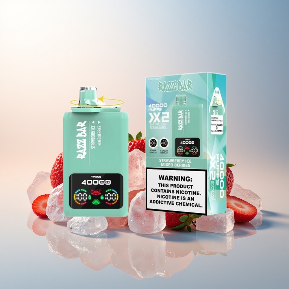 Razz Bar 40000 Puff Güç Ekranlı Çilek Buzu - Karışık Meyveler