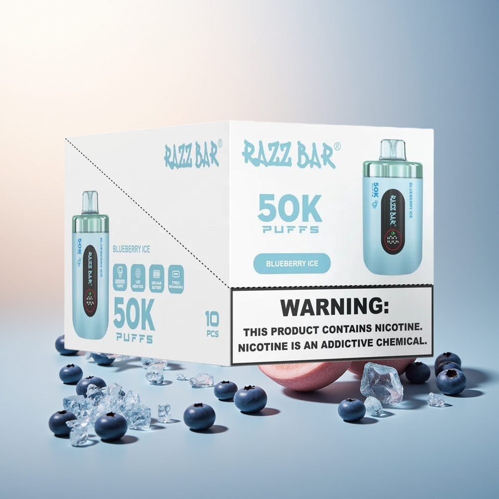 Razz Bar 50K Puf 1.0 Ohm Mesh Coil Type-C Şarjlı Yaban Mersini Buz