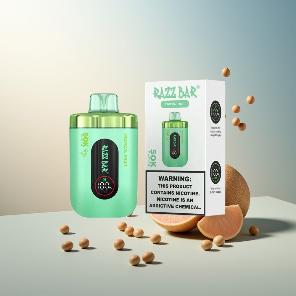 Razz Bar 50K Puff 1.0 Ohm Mesh 650 Mah Şarj Edilebilir Tropikal Meyve