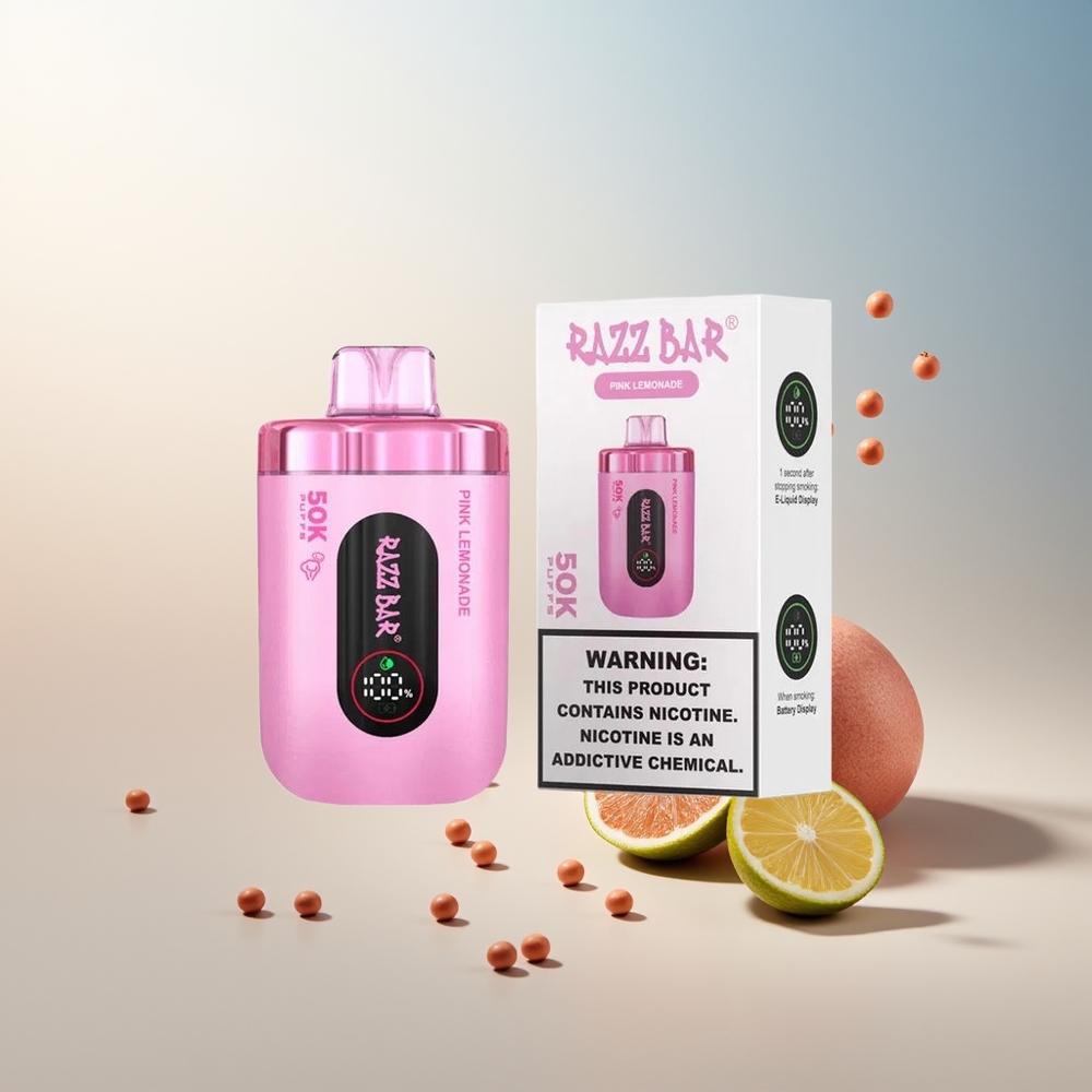 Razz Bar 50K Puff 1.0 Ohm Mesh 650 Mah Şarjlı Pembe Limonata