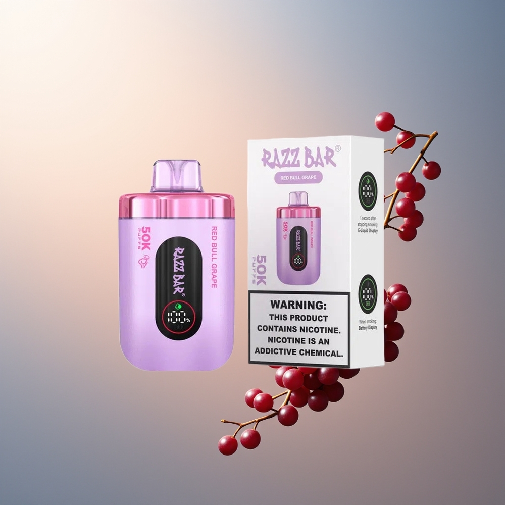 Razz Bar 50K Puff 1.0 Ohm Mesh 650 Mah Şarjlı Red Bull Üzüm