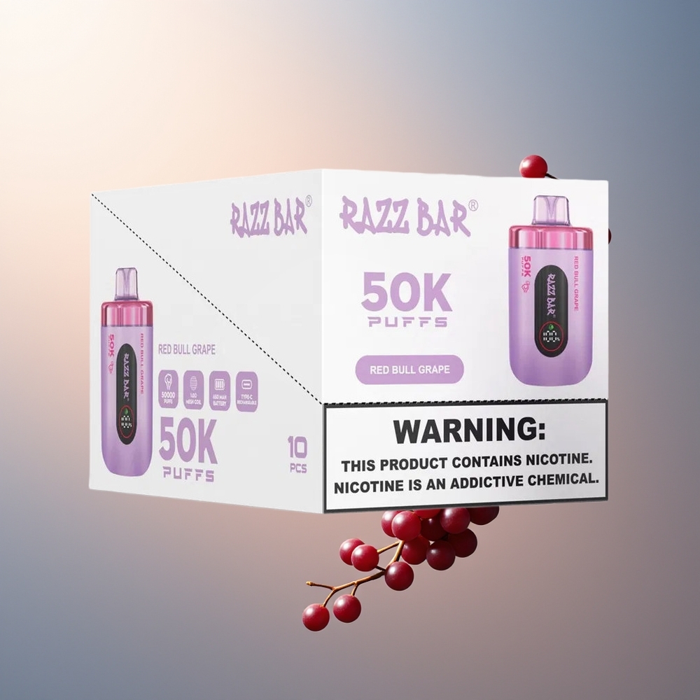 Razz Bar 50K Puff 1.0 Ohm Mesh 650 Mah Şarjlı Red Bull Üzüm