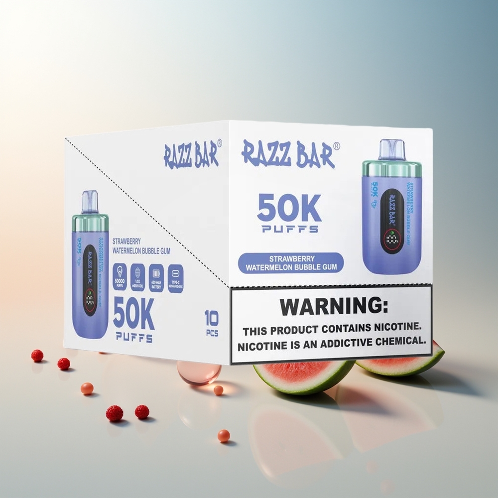Razz Bar 50K Puff 1.0 Ohm Mesh 650 Mah Çilek Karpuz Balon Şeker