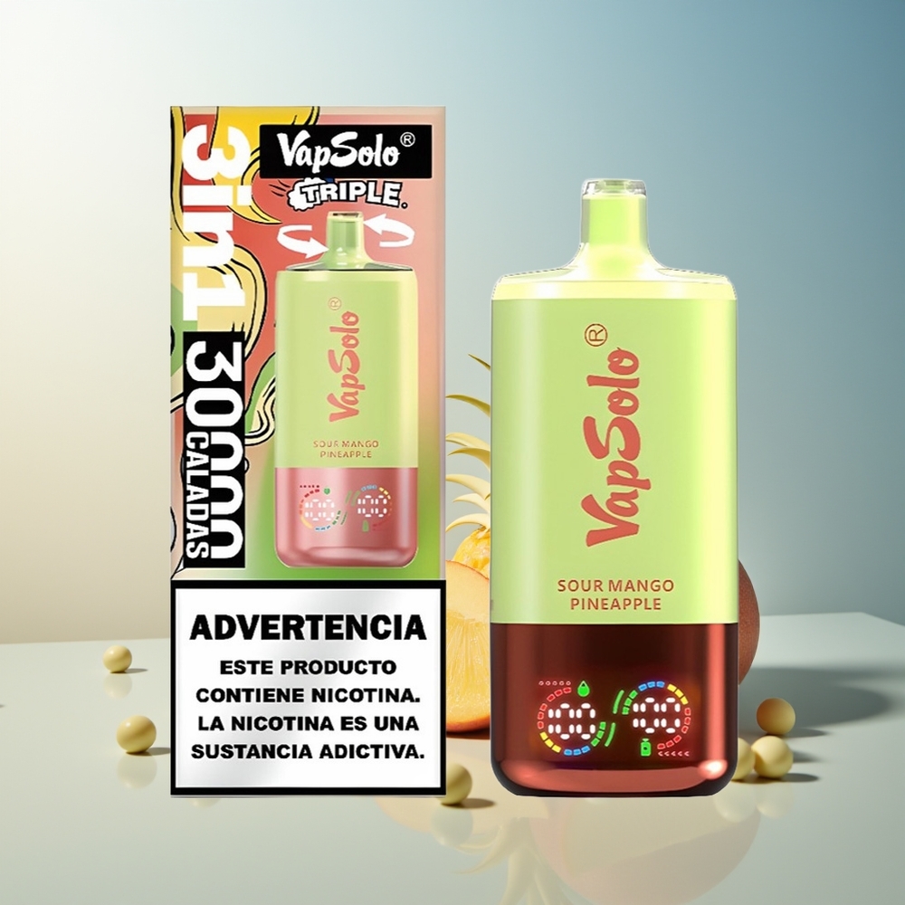 VapSolo Triple 30000 Puff 3 Tankli 40ml Type-C Şeftali Ananas