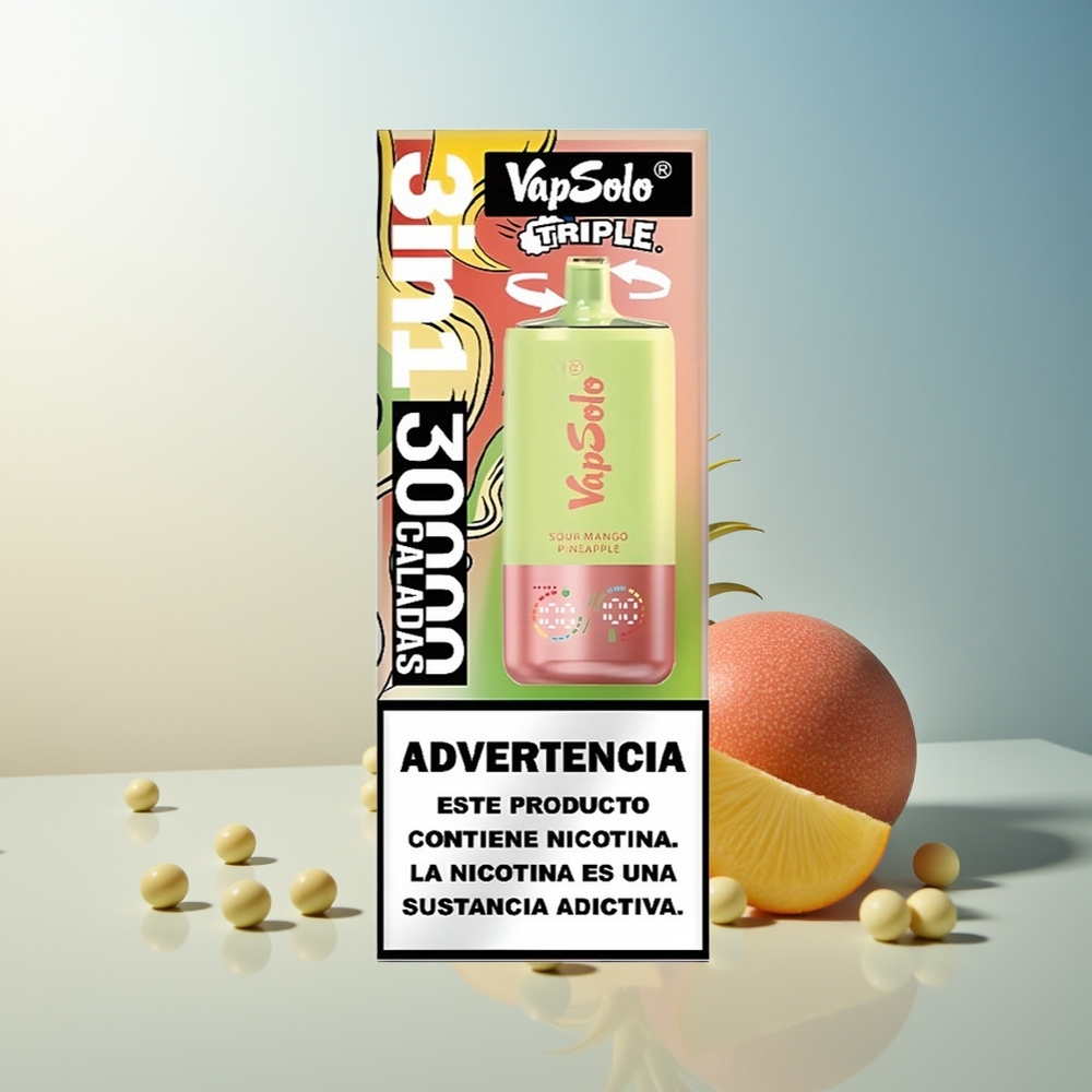 VapSolo Triple 30000 Puff 3 Tankli 40ml Type-C Şeftali Ananas