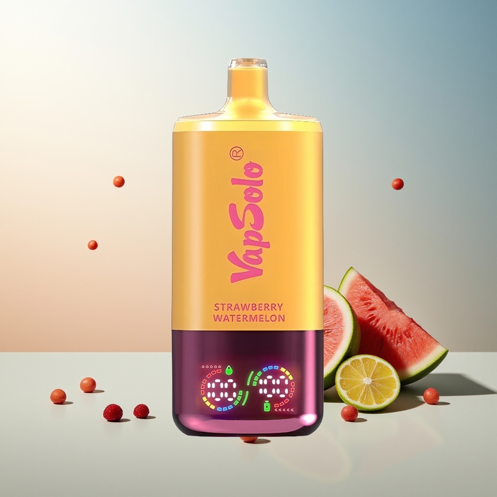 VapSolo Triple 30000 Puff 40ml 3 Hazneli Type-C Şarj Çilek Karpuz & Limon Şeftali