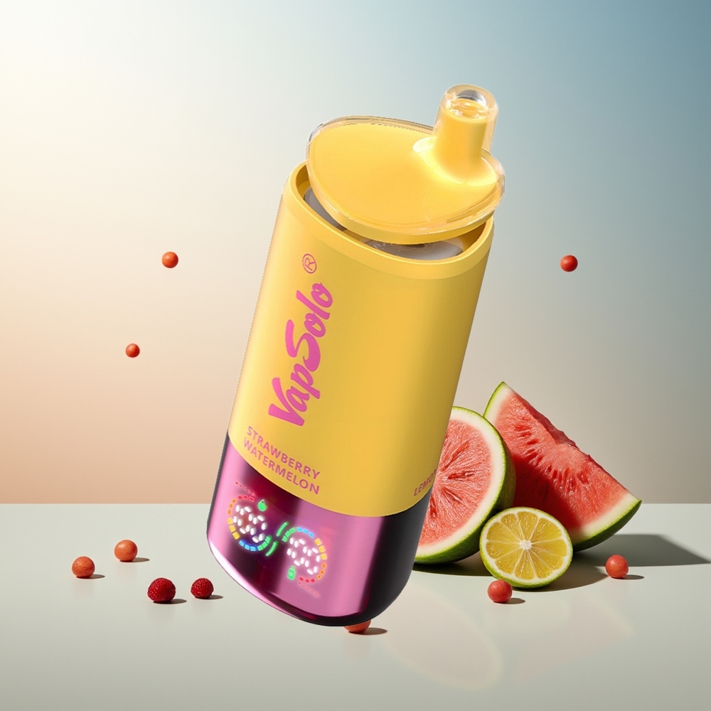 VapSolo Triple 30000 Puff 40ml 3 Hazneli Type-C Şarj Çilek Karpuz & Limon Şeftali