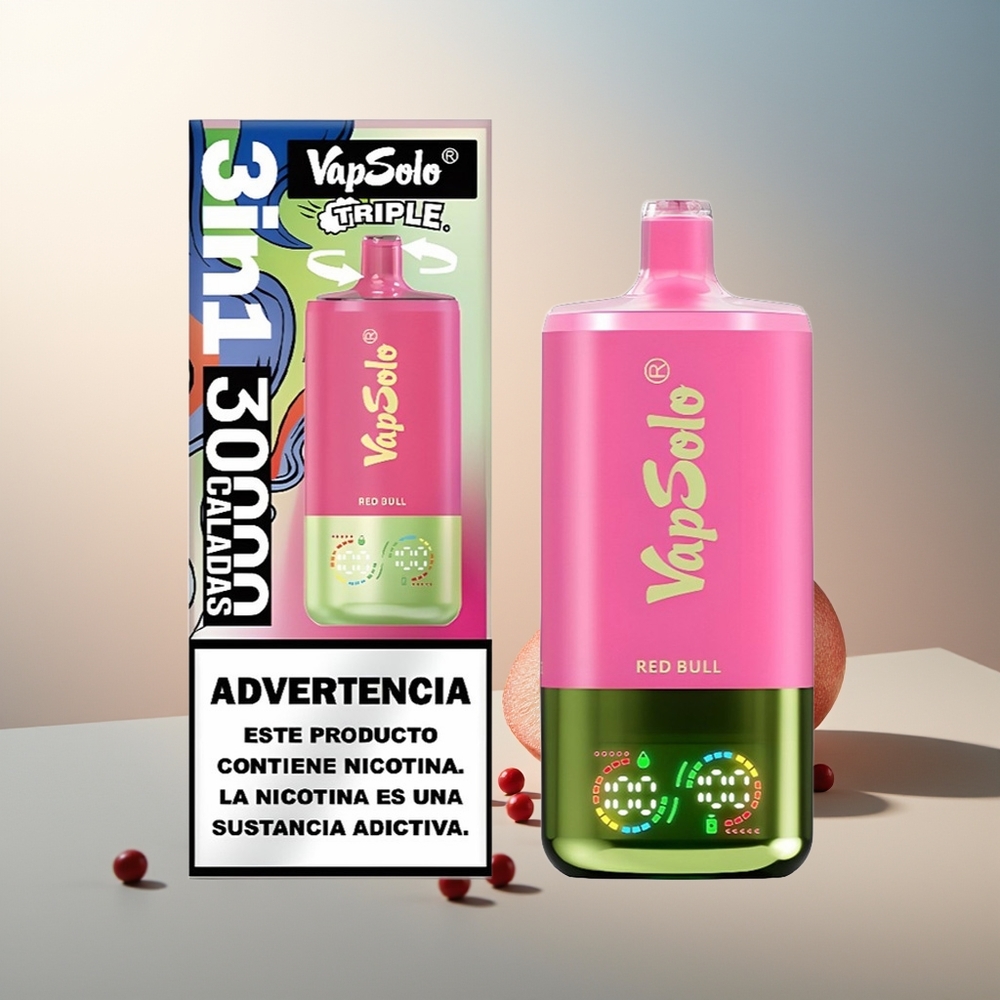 Vapsolo Triple 30000 Püf 40ml 3 Hazne Type-C Kırmızı Boğa