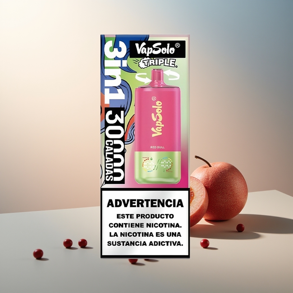 Vapsolo Triple 30000 Püf 40ml 3 Hazne Type-C Kırmızı Boğa