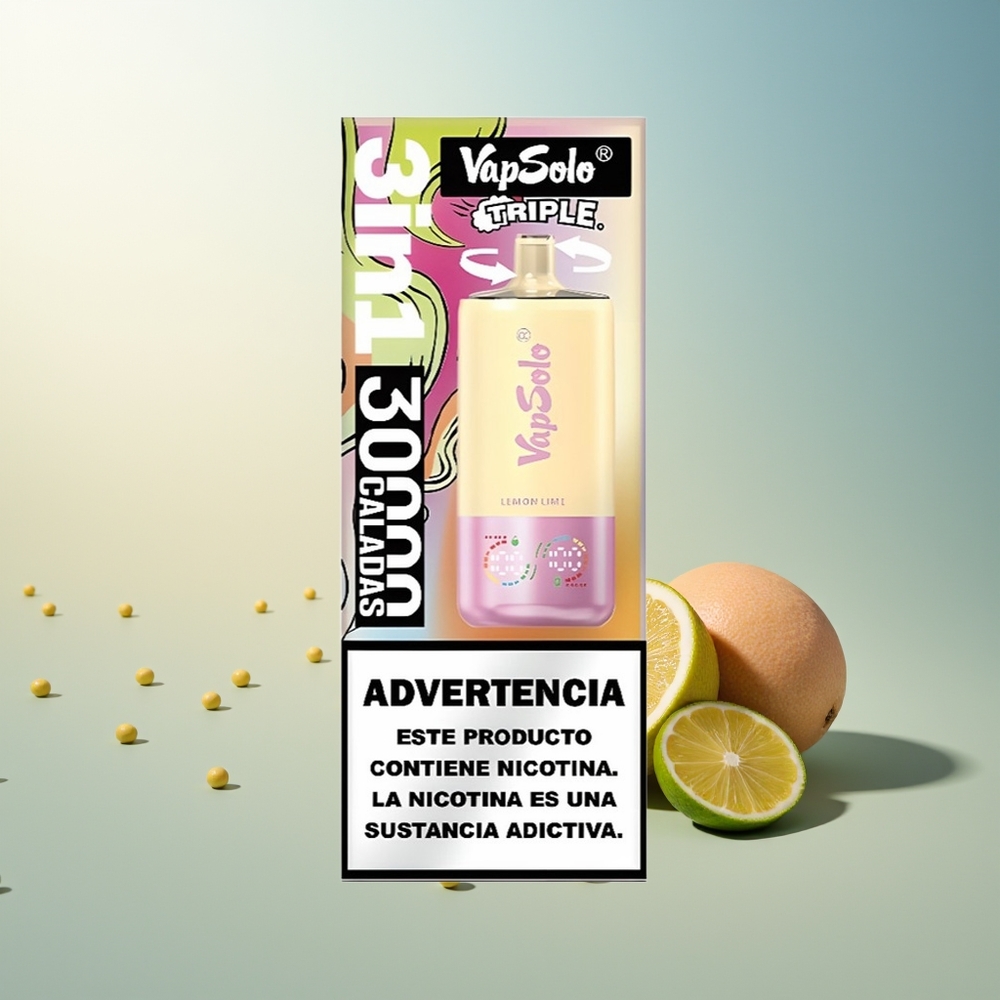 Vapsolo Triple 30000 Puff 3 Hazneli Type-C Limon Misket