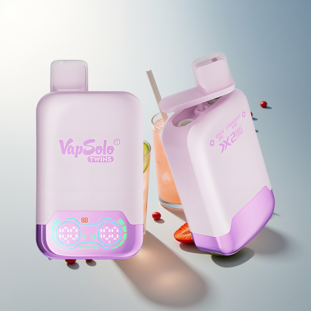 Vapsolo Twins 20000 Püf 40ml Çift Hazneli Type-C Şarj Üzüm Buz & Çilek Kivi
