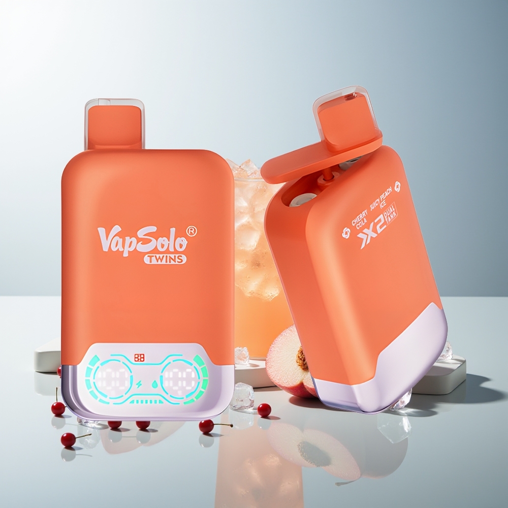 Vapsolo Twins 20000 Püf Çift Ağızlı Tip-C Şarj 40ml Vişne Kola & Şeftali Buz