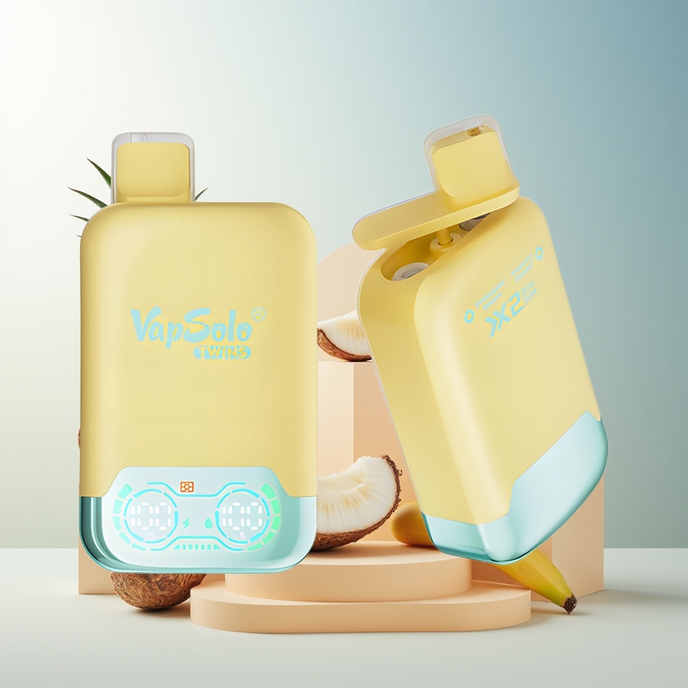 Vapsolo Twins 20000 Puff Çift Hazneli Type-C Şarj Ananas Hindistan Cevizi & Çilek Muz