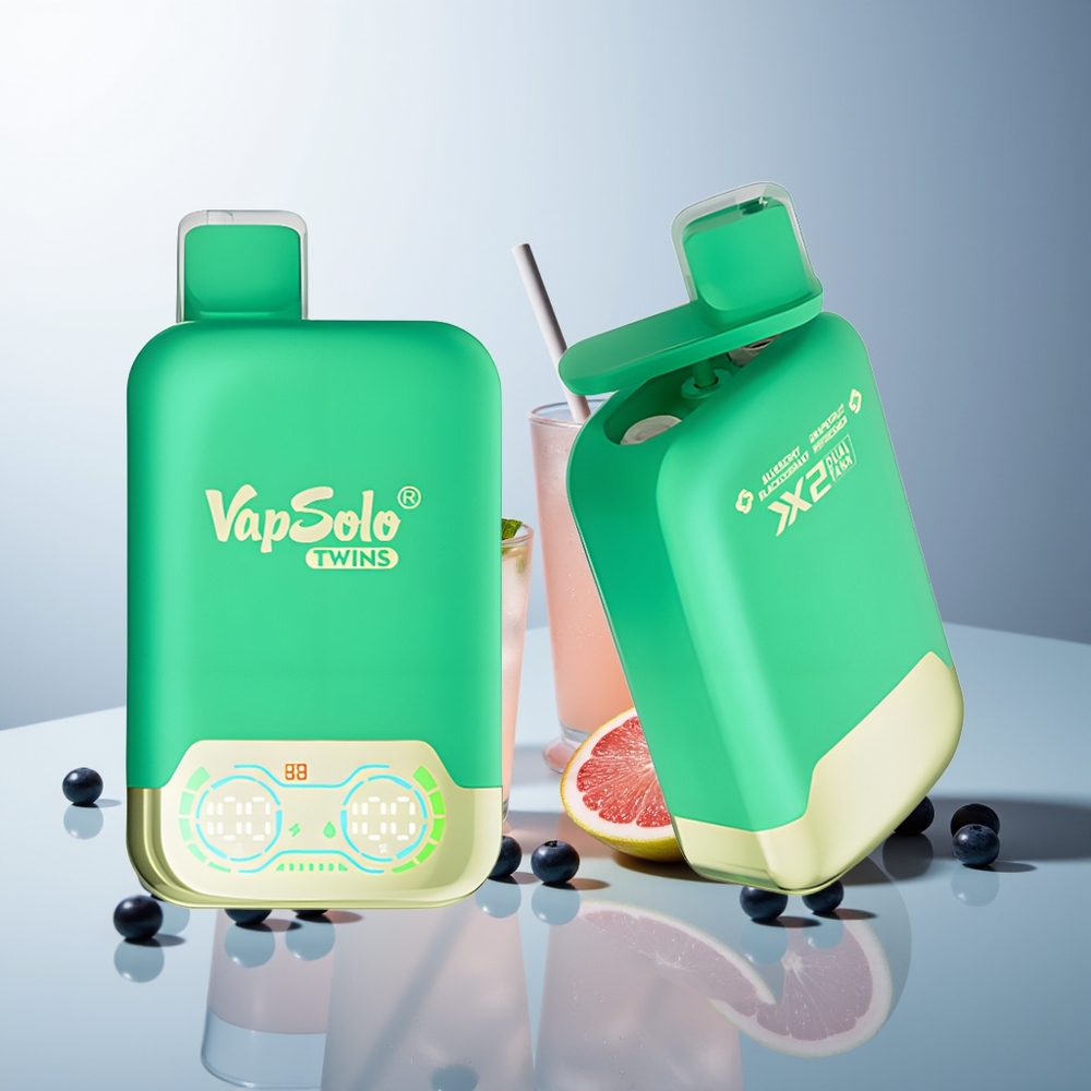 Vapsolo Twins 20000 Puff Çift Hazneli Type-C Şarjlı Yaban Mersini Frenk Üzümü & Greyfurt Serinletici