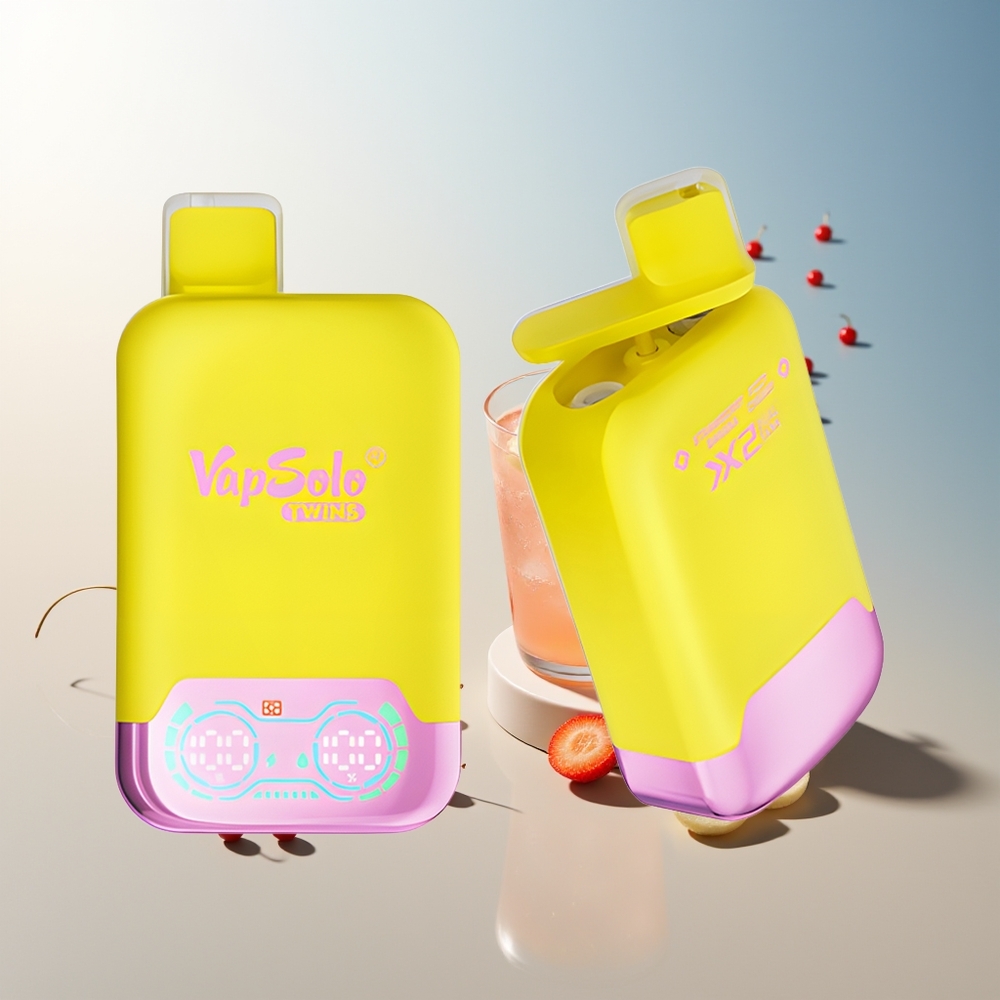 Vapsolo Twins 20000 Puff Çift Tank Tip-C Şarj Çilek Muz & Gazlı Kiraz